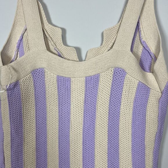 NWT house of harlow 1960 lavender Ivory Striped Dress sleeveless midi boho M - Picture 7 of 8